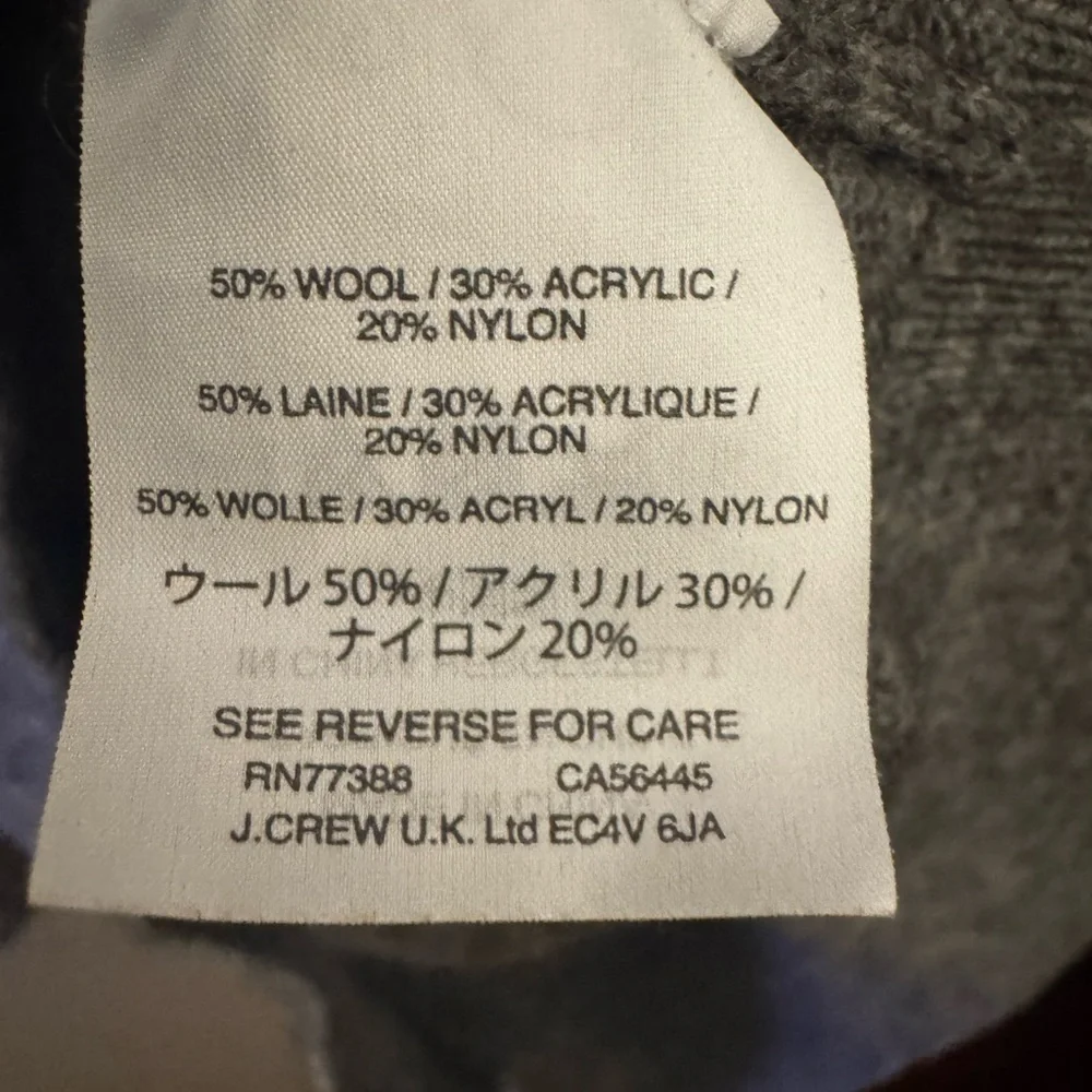 J Crew Womens Gray Crewneck Rib Trim‎ Wool Blend Long Ruffle Sleeve Sweater XS